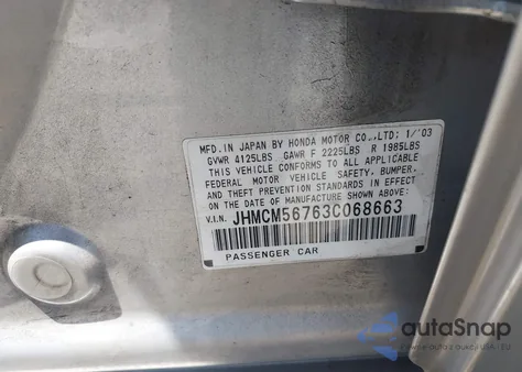 2003 Honda Accord 2.4 Ex z USA, uszkodzony, nr VIN JHMCM56763C068663